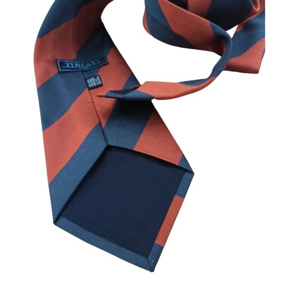 TINCATI Orange Striped Silk Tie ITALY 57"/4" EC - Picture 7 of 10
